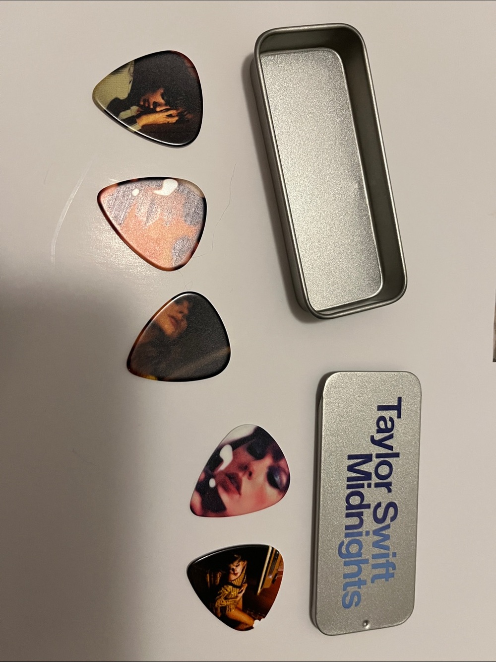Taylor Swift Midnights guitar pick set and tin